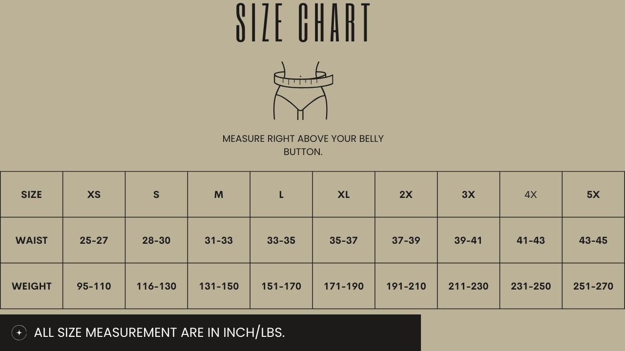 Luxx curves waist trainer size chart sale